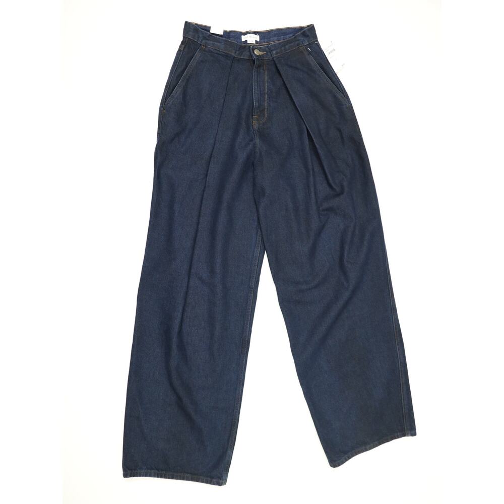 Good American Pleated Wide Leg Denim Trousers Dark Wash Luxury NWT Size 2 / 26 - Picture 4 of 16